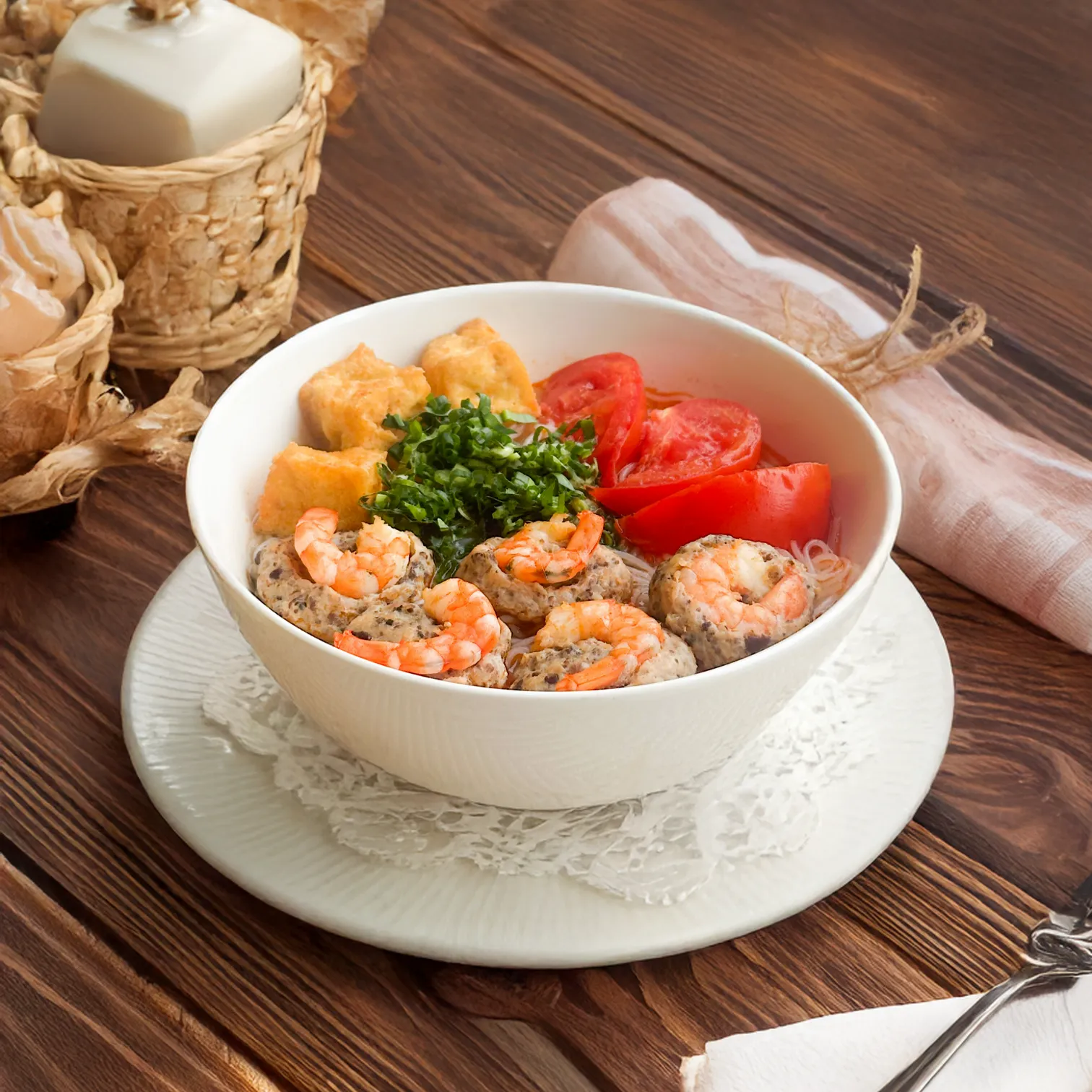 Bún tôm mọc
